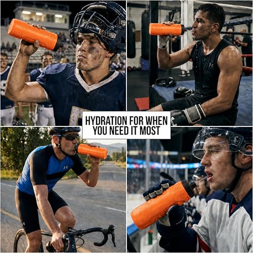Under Armour Squeeze Water Bottles, 32 oz Water Bottles, Sideline Sports Water Bottle with Quick-Shot Lid, Quick & Easy Hydration, Gym Water Bottles, Squeeze Bottle, 1 32oz Bottle - color: Blaze Orange