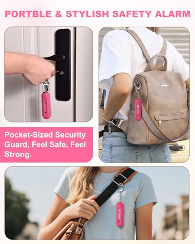 Personal Safety Alarm for Women - Waterproof Rechargeable Security Alarm - 140dB Extra Loud Siren with SOS Strobe Light - Self Defense Keychain for Women Girls Teens Seniors(Cherry) - color: Cherry