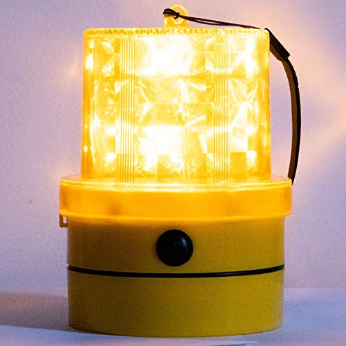 VULCAN Amber LED Emergency Warning Beacon - Portable - Magnetic and Battery-Operated - 24 LEDs - Photocell Technology - Operates in Low Light or Dark Conditions Only - color: Amber