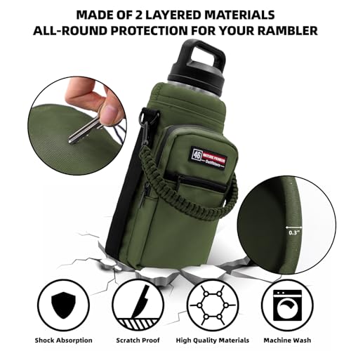 NATURE PIONEOR 26-128 oz Insulated Water Bottle Carrier Holder with Strap - color: Green, size: 40-46oz