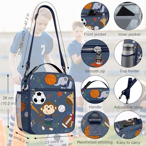 Clastyle Animal Ball Insulated Kid Lunch Bag for Boy Lunch Box, Giraffe Elephant - color: Monkey Ball