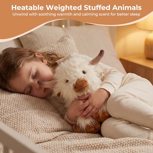 Microwavable Highland Cow Stuffed Animals, Heatable & Coolable Plush Toys - style: A-White Highland Cow