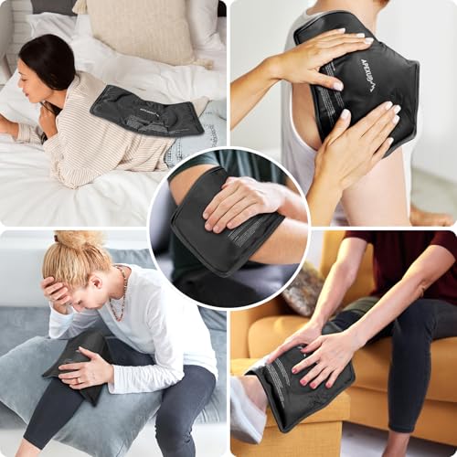 APEXUP Gel Ice Packs for Injuries Reusable, Flexible Double Sided Cold Packs for Injuries, Ice Pack for Knee, Shoulder, Back, Hip, Leg, Arm (Black, 8"x5.5", 2PK) - size: S-2PK (8"x5.5"), style: Black
