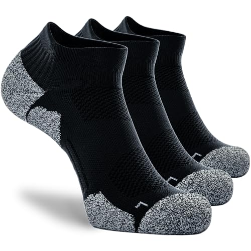 CWVLC Cushioned Athletic Ankle Compression Socks for Women Men 3/6 Pairs - color: 3-pairs Black, size: Large