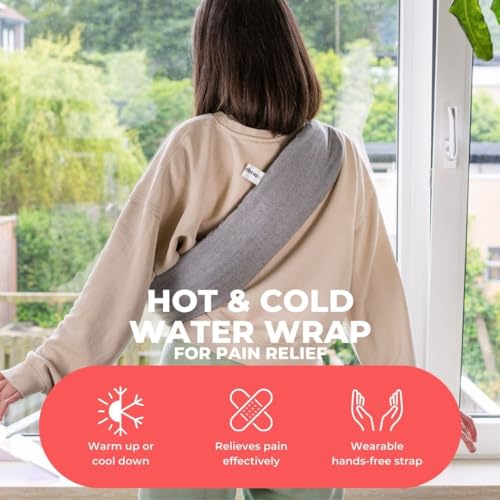 Ribcap Hot and Cold Water Wraps for Pain Relief | Light Grey | Hot Water Bottle with Cover | Extensive Coverage | Hands Free Strap | Lasting Heat & Cold | Leak Proof - color: Light Grey
