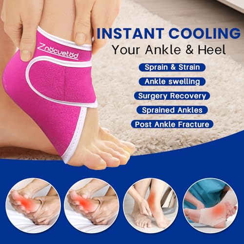 Ankle Ice Pack Wrap Reusable Gel Cold Compression for Foot Discomfort - color: Hot Pink