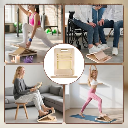 Slant Board for Calf Stretching Adjustable Portable Wooden Incline Board - Calf Stretcher for Squats, Physical Therapy & Pilates - 300Lb Weight Capacity for Calf, AnkleHeel, Knees Leg Support