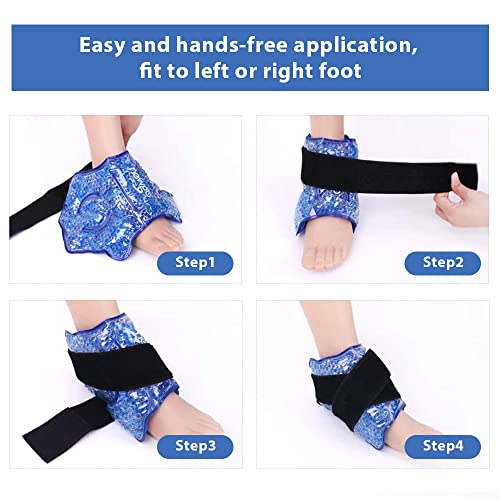 NEWGO Gel Ice Pack for Ankle Pain Relief, 2 Pack Ankle Ice Pack Wrap, Reusable Cold Therapy Wraps for Sprains, Swelling & Injuries