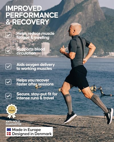 DANISH ENDURANCE Compression Socks, 21-26 mmHg, Circulation Aid, 1 & 2-Pack - color: Solid Black, size: Medium