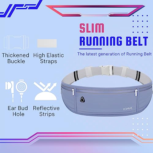 USHAKE Slim Running Belt, Bounce Free Fanny Pack Phone Holder - color: Dark Blue