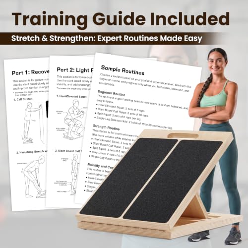 Premium Adjustable Wooden Slant Board for Calf Stretching & Squats, 330lb