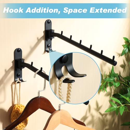 Alise Wall Mounted Drying Rack with Hook,Swivel Clothes Hanger,Black,1 Pcs - color: Black, size: 5005J (1 Pack)