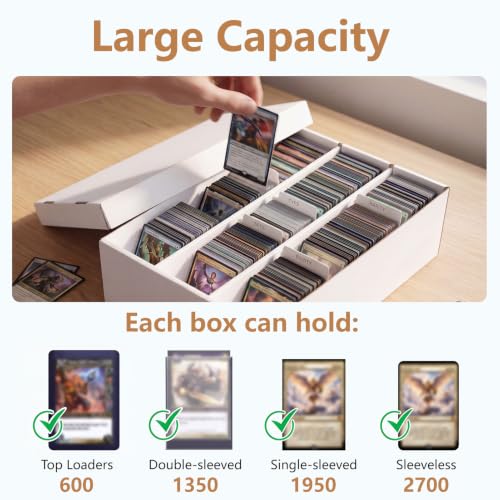 RLAVBL 2 Pack Trading Card Storage Box, 2700 Count Cardboard Card Boxes - size: 2 Pack (3 Row)