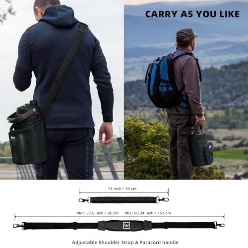 NATURE PIONEOR 26-128 oz Insulated Water Bottle Carrier Holder with Strap - color: Black, size: One Gallon