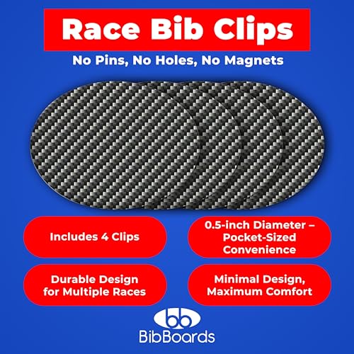 BibBoards bibSNAPS Race Bib Clips, Carbon Fiber, 4 Pack - color: Carbon Fiber
