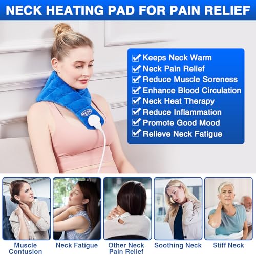 JOBYNA Neck Heating Pad, Hands-Free Electric Heated Neck Wrap for Neck Pain Relief, Upgraded Fast Neck Heat Pad, 10-90min Timer with Countdown, 86-158℉ Adjustable Temperature (Universal Size)