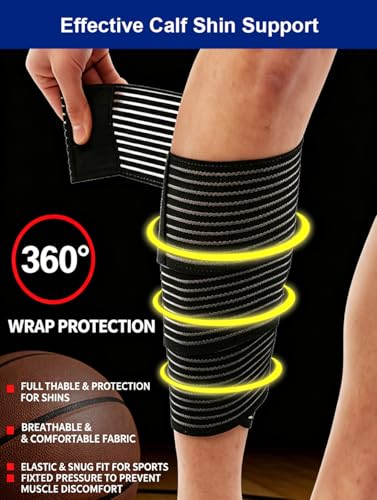 SUJAYU Calf Compression Sleeve Elastic Bandage Wrap, 2 Pack Leg Compression Shin Splint Compression Sleeve Shin Splint Relief, Leg Wraps Calf Compression Sleeve Women Men