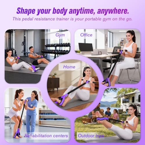 Resistance Bands with Handles,Pedal Resistance Band with Handle - color: 55lbs Purple