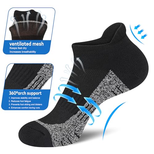 cuangya Ankle Socks Women Athletic Running Cushion Low Hiking Sock 5-6 Pair - color: 5 Pairs Black, size: 10-12