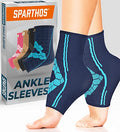 Sparthos Ankle Brace for Women & Men, Foot Compression Sleeve - Blue-XL - color: Cobalt Blue