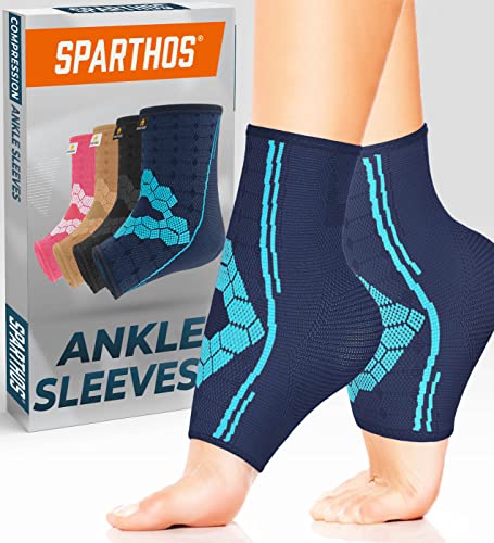 Sparthos Ankle Brace for Women & Men, Foot Compression Sleeve - Blue-XL - color: Cobalt Blue