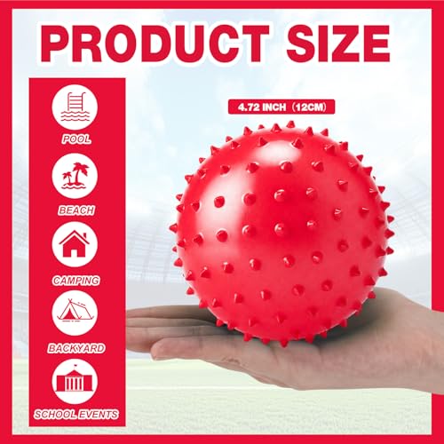 Jerify Knobby Balls Spiky Sensory Bouncy Balls Bulk - color: Red