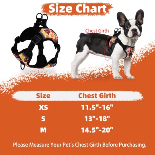 PUPTECK Fall Thanksgiving Dog Harness Small Sized Dog, Step in Adjustable Reflective Dog Vest Harness Escape Proof, No Pull Soft Padded Harness Easy Control, Yellow, M - color: Yellow(Turkey), size: M (CHEST: 14.5"-20")