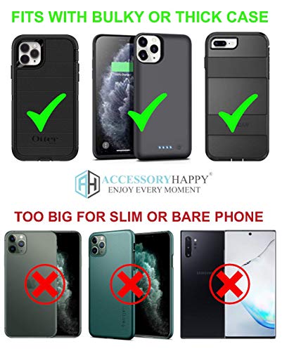 AH Military Grade Case w/Storage Pocket, Compatible w/iPhone 12 Pro Max iPhone 8 Plus,7 Plus iPhone16 Plus 16 Pro Cell Phone Nylon Belt Holster Carrying Bag Fits Phone w/Thick CASE (Large) - color: BLACK, size: Large (6.8 X 3.5 X 0.7 in)