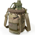 DEFUNX Half Gallon Water Bottle with Sleeve - 64 Oz Insulated Water Jug with Handle - Green Stainless Steel Sports Water Bottle for Gym Workout Hiking Tactical Bottle Holder with Pouch Camo - color: Green Bottle with CP Camo Sleeve, style: 64 Oz Water Bot