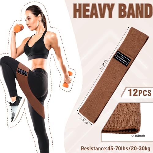 Lenwen 12 Pcs Fabric Resistance Bands Bulk - color: Dark Brown
