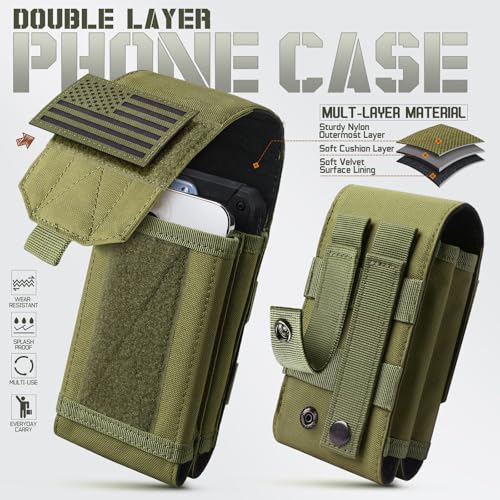Universal Phone Pouch with MOLLE Attachment for EDC Outdoor & Tactical Gear - color: Army Green
