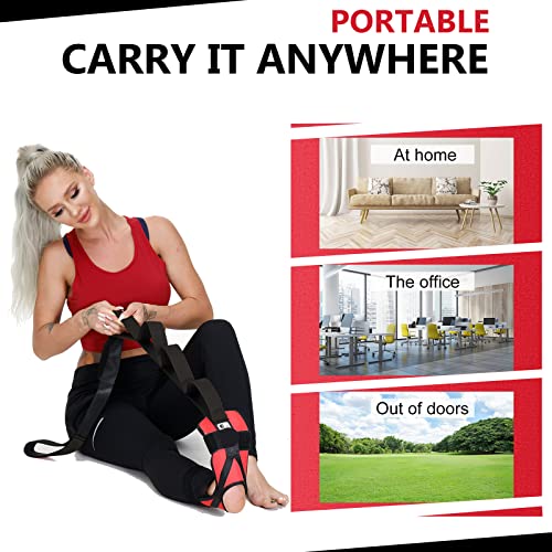 Foot and Calf Fascia Stretcher for Plantar Fasciitis, Physiotherapy Stretching Strap, Yoga Stretch Strap Improves Strength and Relief to Heel Spurs, Calf, Thigh and Hip (Red) - color: Red
