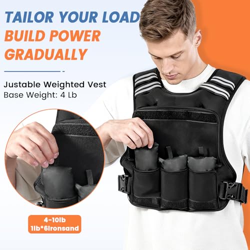 FUFF Weighted Vest Woman, 4-10 Lb Adjustable Weight Vest for Women Men, Female Strength Training Body Vest for Walking Exercise Running Workout
