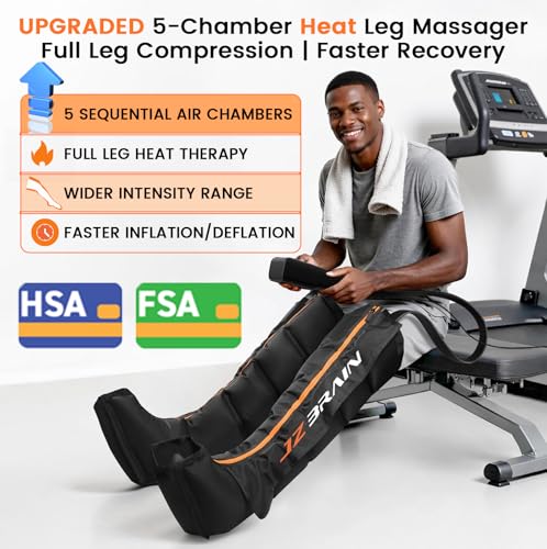 Air Compression Boots Leg Massager: Sequential Full-Leg Recovery with Heat, 6 Modes & 11 Intensities for Post‑Workout Relieve & Daily Relaxation for Athletes, Fitness Users (Large) - size: Large