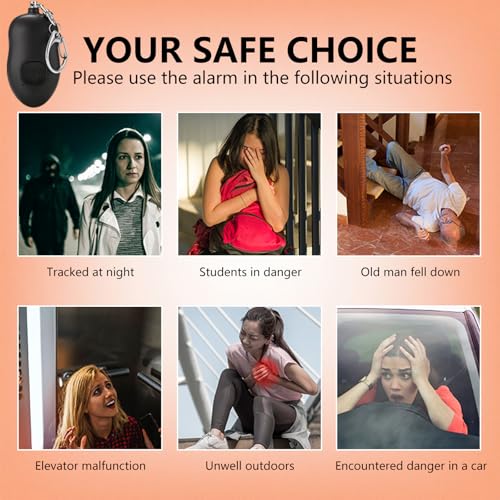 Personal Safety Alarm for Women,2Pack 130dB Self Defense Keychain - color: Black+Orange