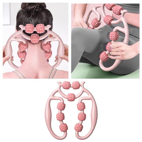 HEEPDD 9 Wheels Muscle Roller, Leg Massager Muscle Relaxation Stretching Roller Foam Roller Deep Tissue Massager for Thigh Arms Leg Waist (Pink) - color: Pink
