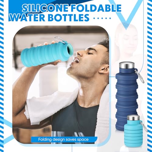 Baderke 2 Pcs Collapsible Water Bottles, 17oz, Navy Blue,Blue - color: Navy Blue,Blue