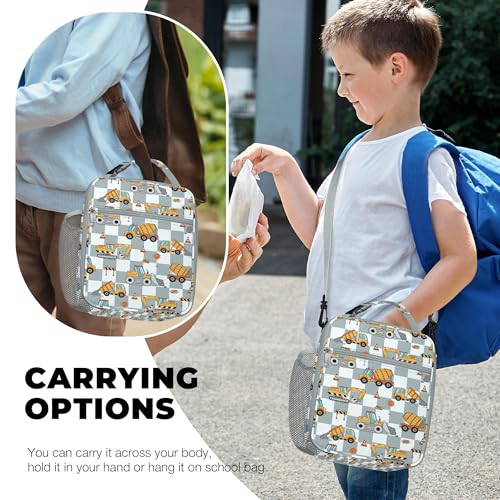 Clastyle Car Insulated Kid Lunch Bag for Boy Lunch Box, Engineer Excavator - color: Grey Excavator