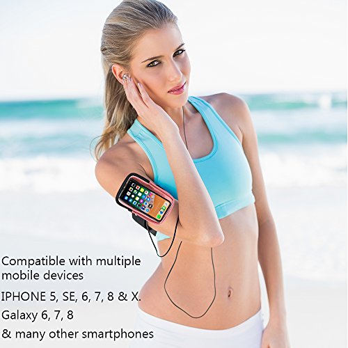 Armband and Storage Compartment for Smartphones. Sweat Resistant. Multi Use. Compatible with iPhone, Samsung Galaxy, Android & Most Smartphones. Metallic Pink.