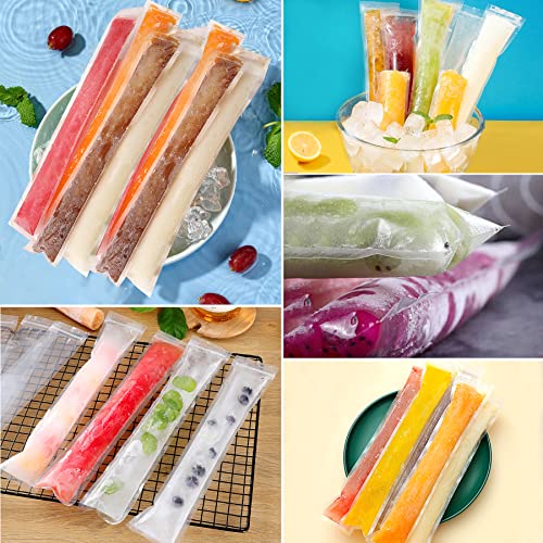 FEBSNOW 120 Disposable Ice Popsicle Mold Bags Freezer Tubes With Zip Seals - size: 11"x2"