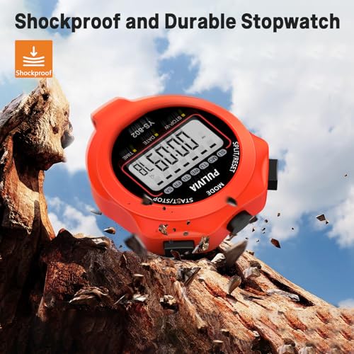 Stopwatch Timer, Digital Stop-Watch for Sports, Red - color: Red