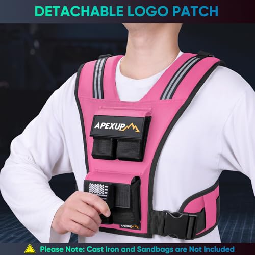 APEXUP Weighted Vest Men, Adjustable Weight Vest for Running - color: Pink, size: With Weights-20lbs