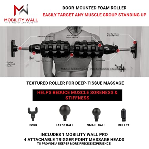 Pro Series- Stand Up Door Mounted Textured Foam Roller for Deep Tissue Massage & Muscle Recovery for Exercise, Includes 4 Trigger Point Attachments - style: Pro Series
