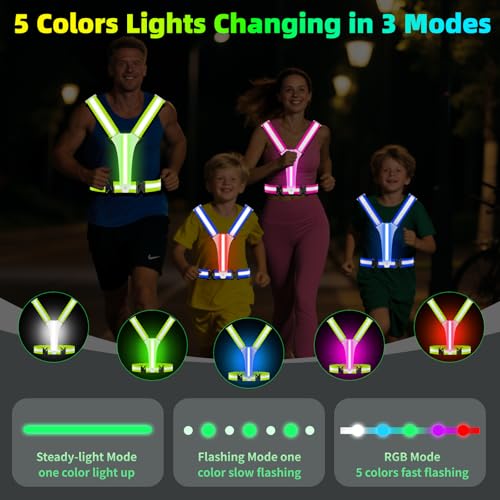 LED Reflective Vest, Rechargeable Light Up Running Vest