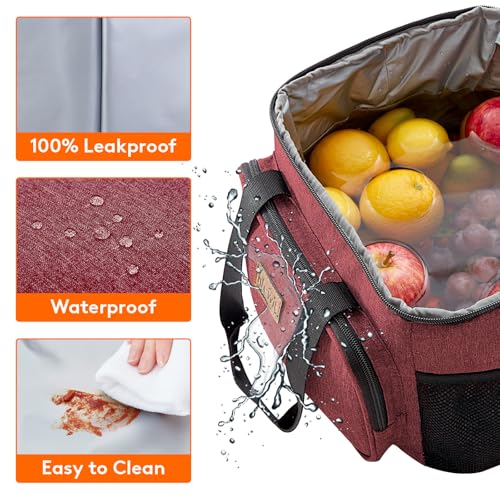 Lifewit Insulated Lunch Box for Men, Lunch Bag Cooler Women, 24-Can 15L - color: Burgundy, size: Large(15L)
