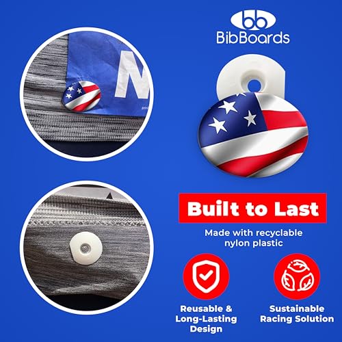BibBoards bibSNAPS Race Bib Clips, USA Flag, 4 Pack - color: USA Flag