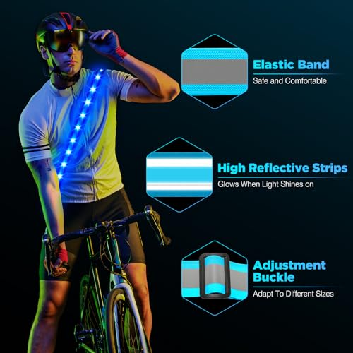 Higo LED Running Belt - Reflective Light Up Waistband for Night Activities, Glowing LED Waist Light for Running, Cycling, Hiking, Camping - color: Blue
