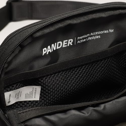 Pander Nylon Fanny Pack Belt Bag for Women with 5 Zipper Pockets - color: Black Onyx