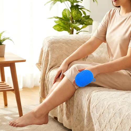 Handheld Massage Glove - 2pcs Palm Shaped Body Roller Tool with 360-degree 7 Roller Balls for Neck Shoulder Back Legs Feet in Shower or Bath, Water-Resistant PVC - 5.2x3.9x1.5in