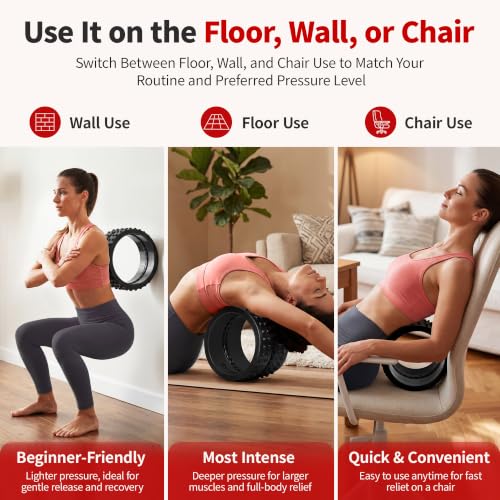 GymCope 10in Back Roller, Foam Roller for Exercise, Spine-Safe Groove - color: Black